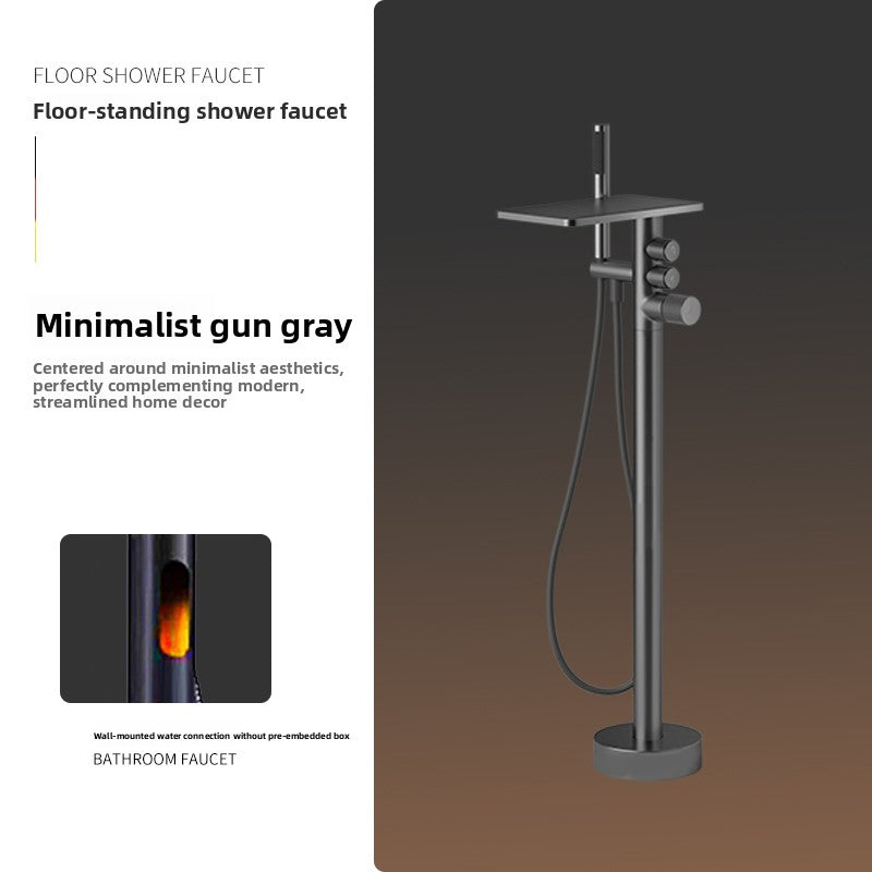Wall-Mounted Bathtub Faucet with Hot and Cold Shower Head, Minimalist Design for Hotels, Homes, and Guesthouses