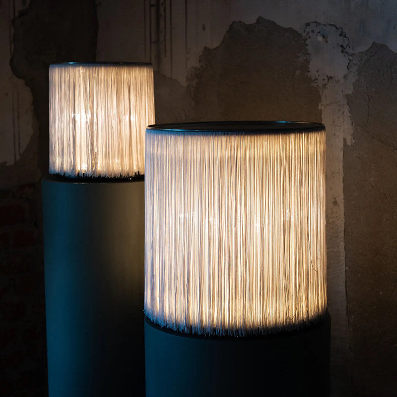 Medieval-style tassel floor lamp