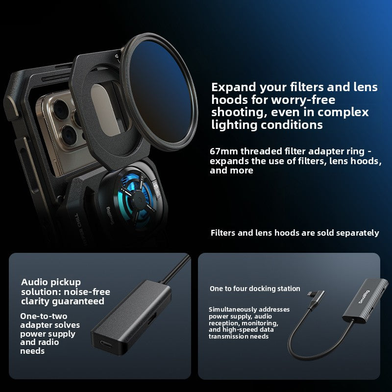 Professional Smartphone Video Cage Kit with Cooling and Handles 4