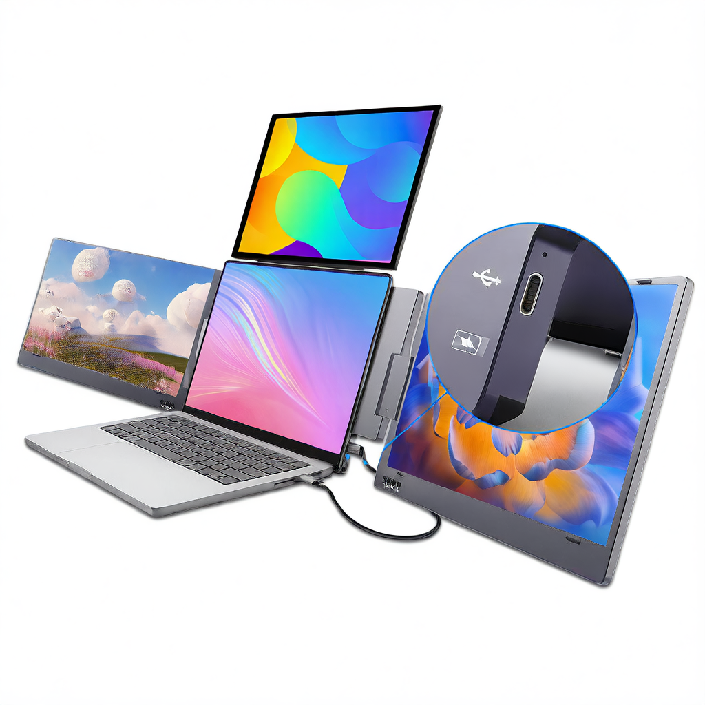 Triple Monitor Extender for Laptops, FHD 1080P IPS, USB-TypeC 4