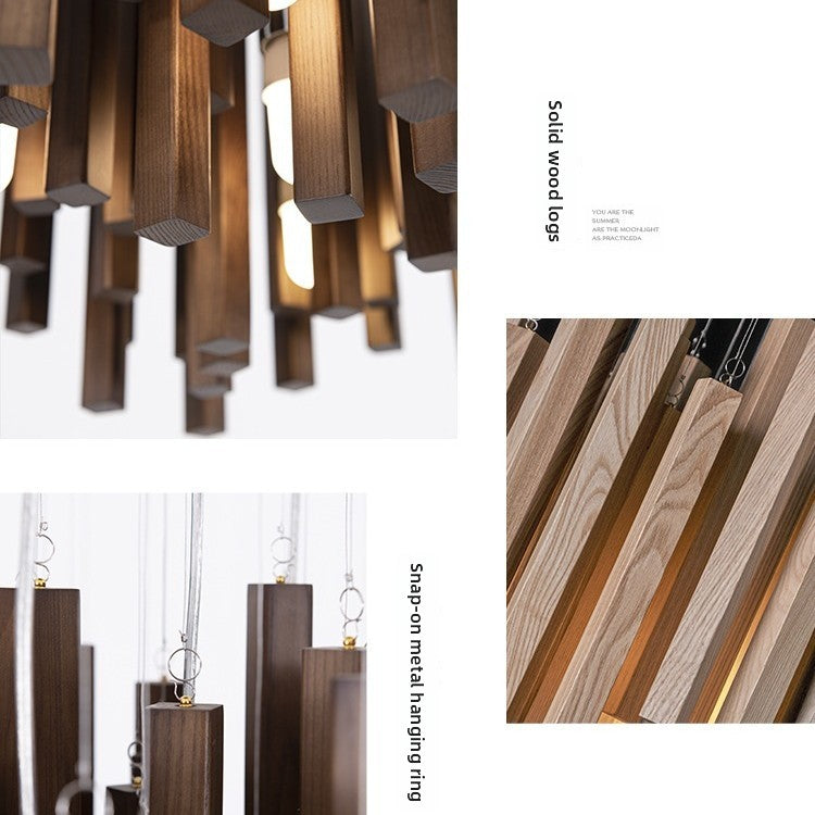 Designer Wood LED Chandelier for Living Room Dining Area