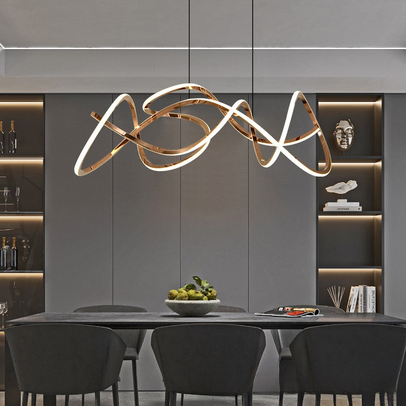 Modern Golden Wave Line LED Chandelier 1
