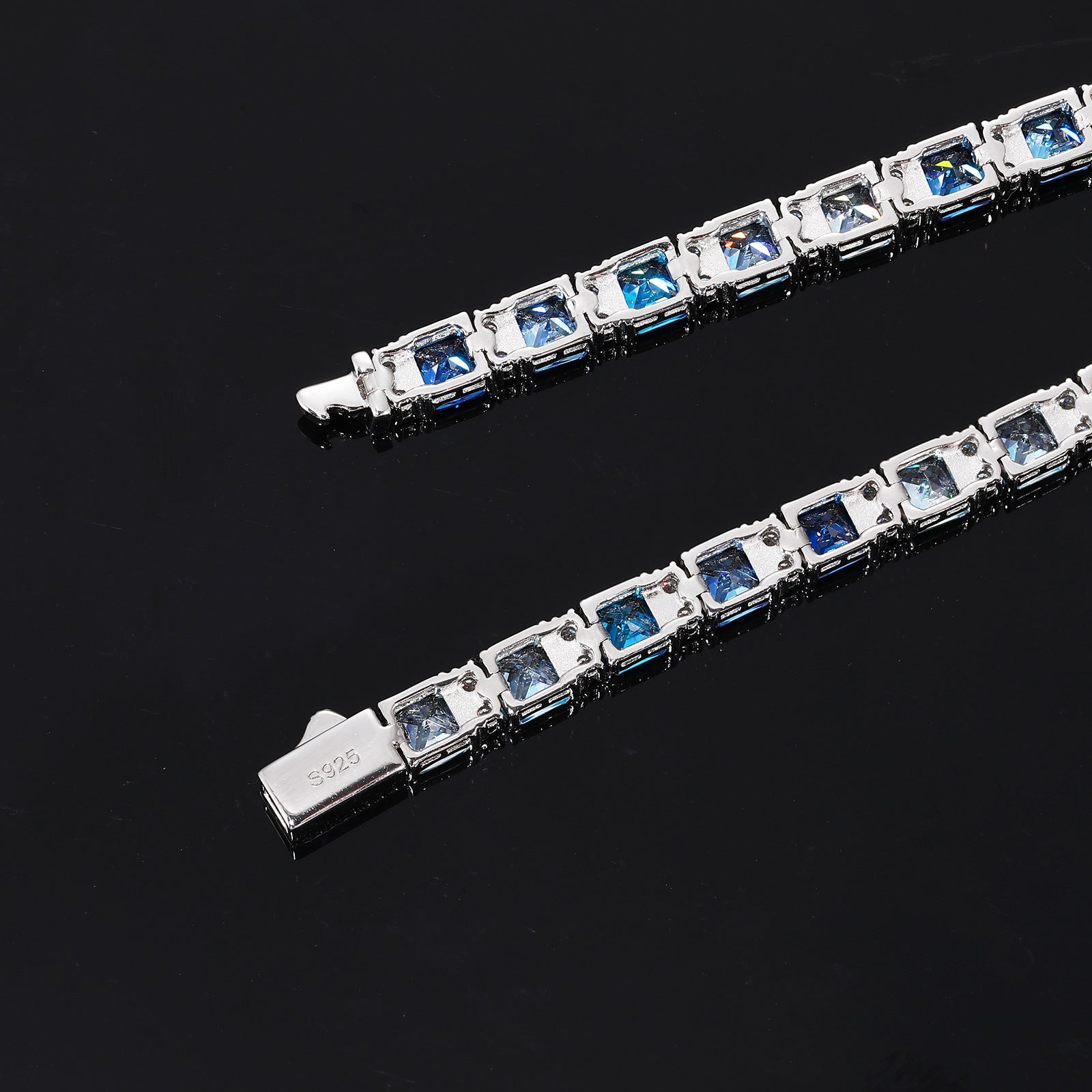 Geometric Moissanite Silver Tennis Bracelet