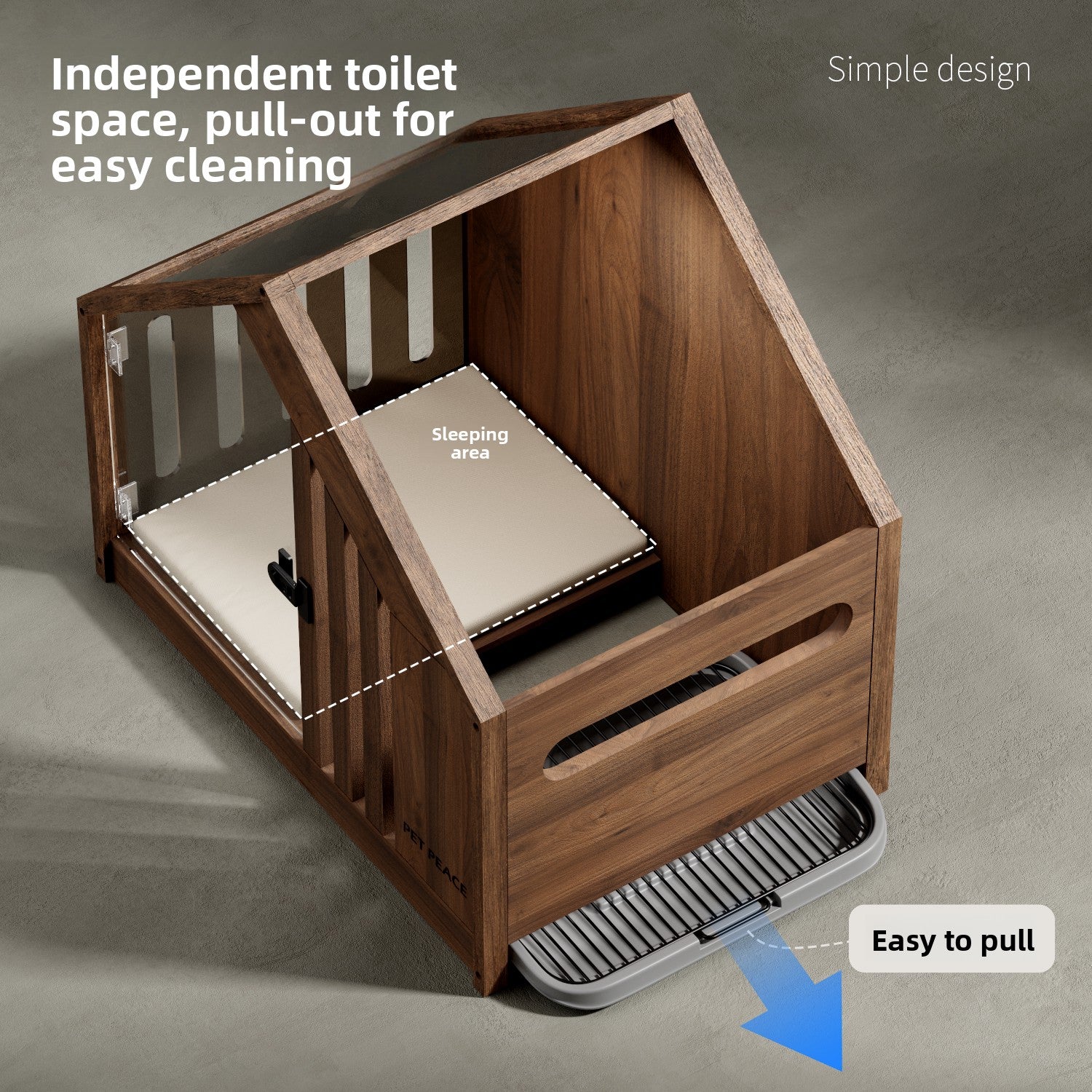 Wooden Dog Cage with Toilet Tray