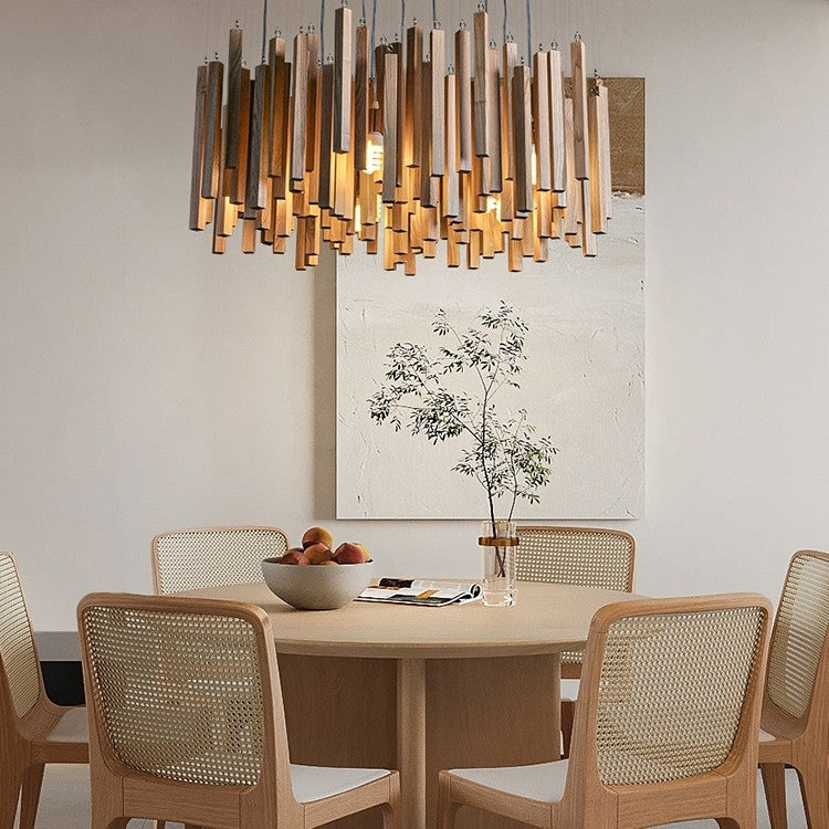 Designer Wood LED Chandelier for Living Room Dining Area