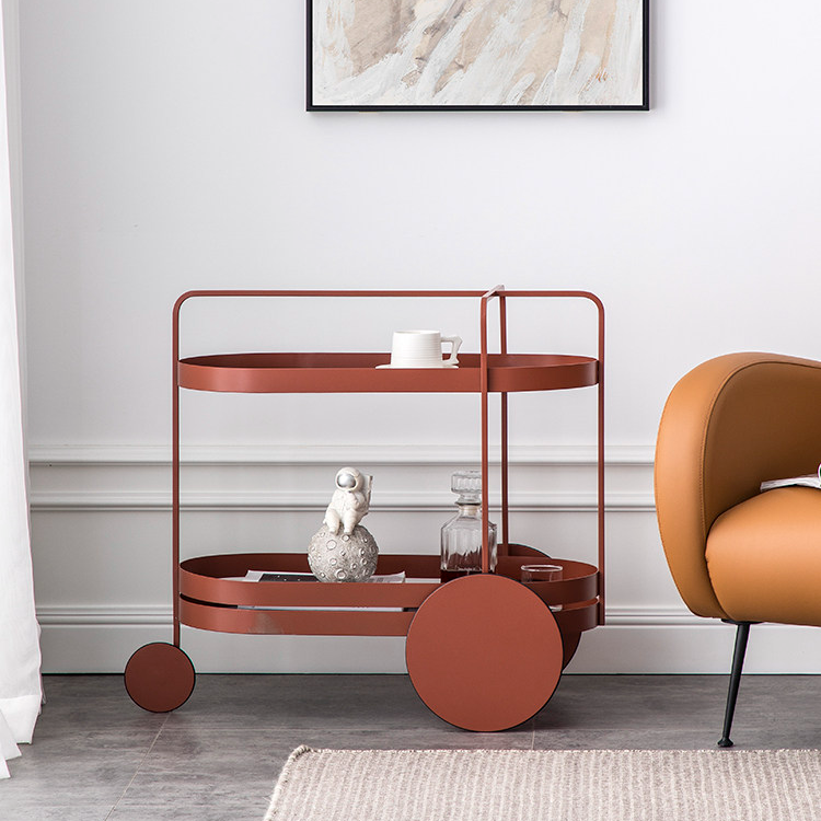 Mobile Bar Cart with Glass Shelves and Wheels 1