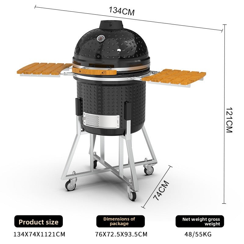 Stainless Steel Ceramic Kamado Grill Smoker 4