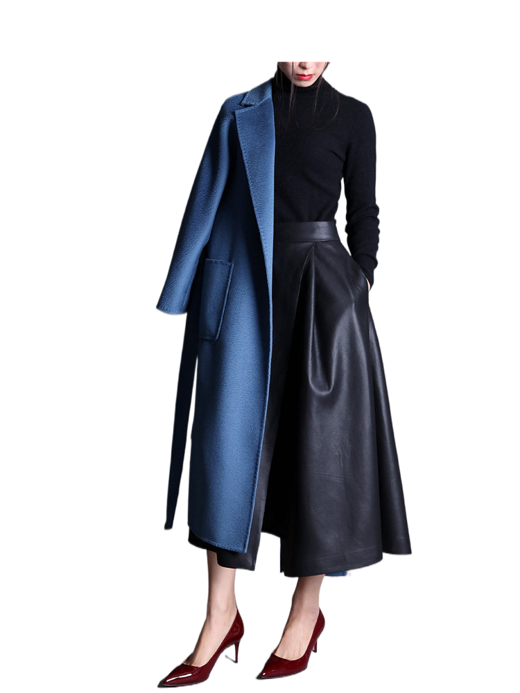 Matte Lamb Leather Skirt with Front Slit