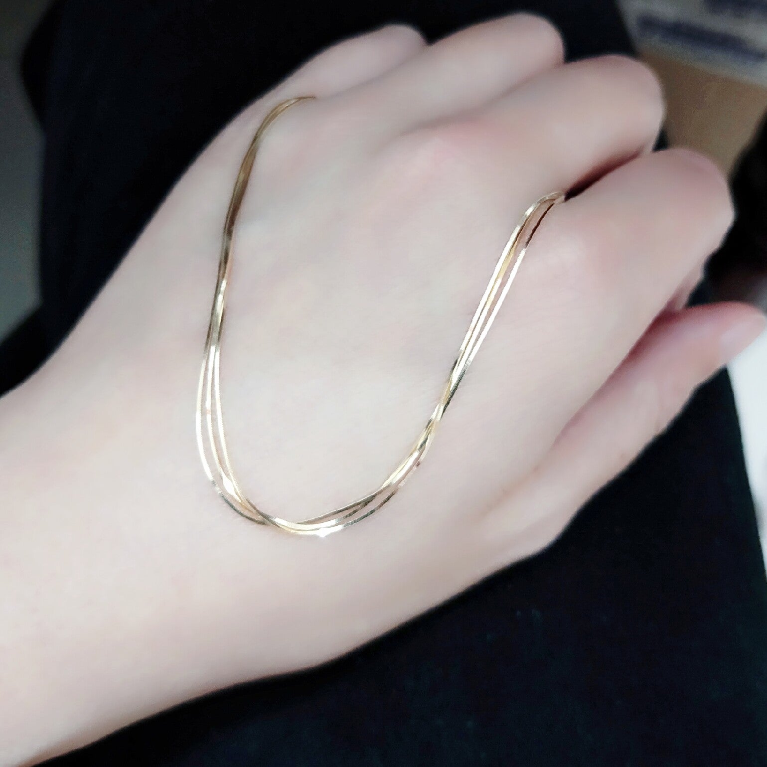 14K Gold Snake Bone Chain Bracelet 3