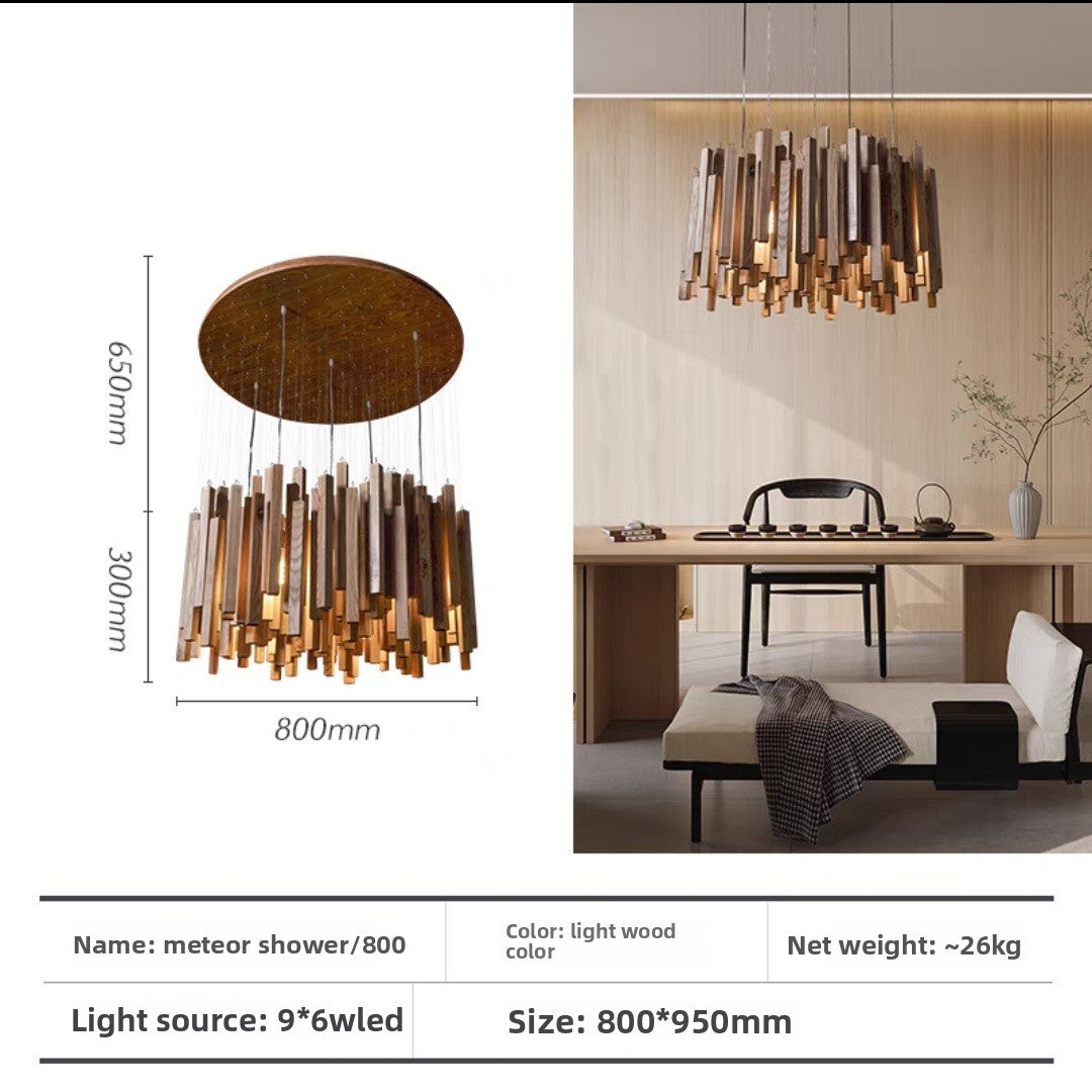Designer Wood LED Chandelier for Living Room Dining Area