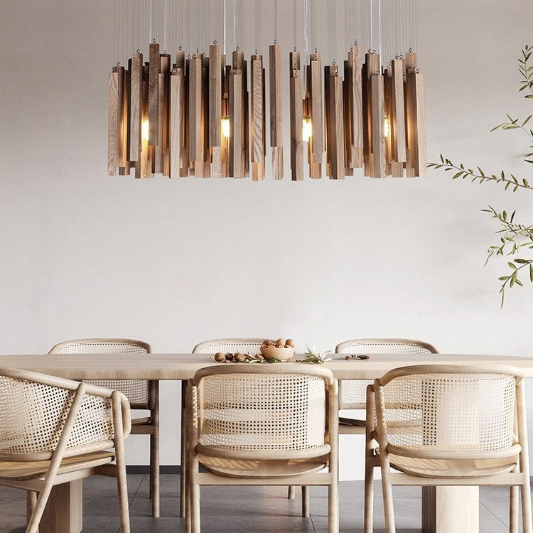 Designer Wood LED Chandelier for Living Room Dining Area