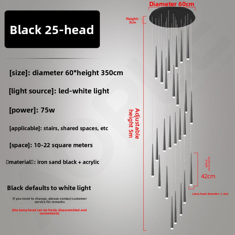 Modern Iron LED Chandelier for Living Room and Staircase