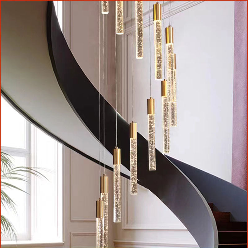 Rotating Crystal Staircase Chandelier LED Lighting 2