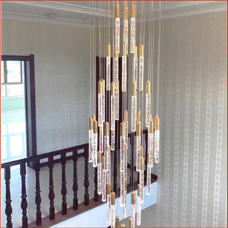 Rotating Crystal Staircase Chandelier LED Lighting 3
