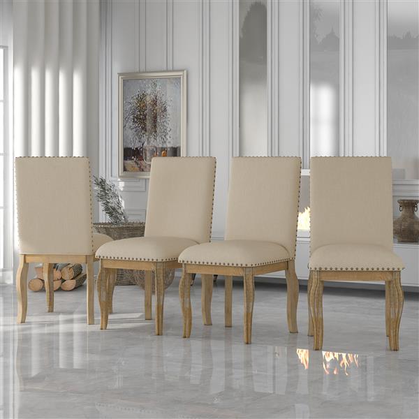 Wooden upholstered fabric dining chairs 1