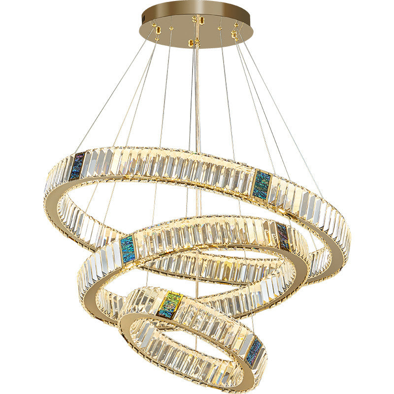Modern Gold Crystal Round LED Chandelier with Remote Dimming