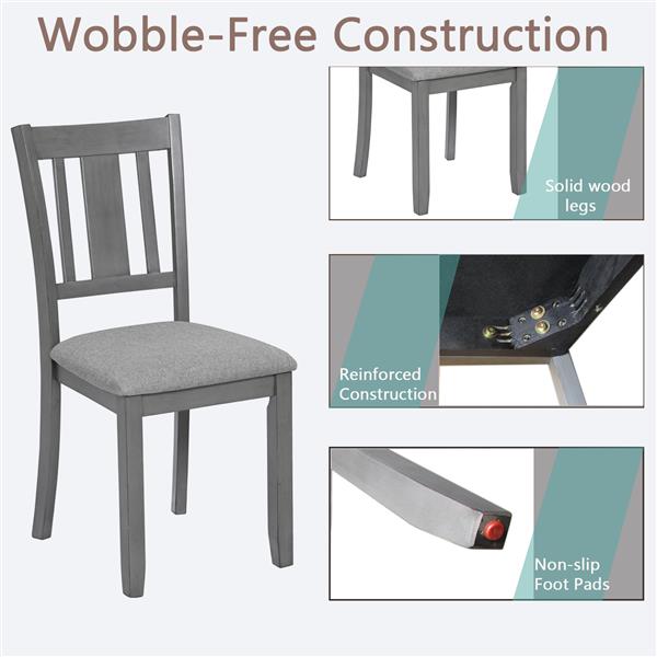 A kitchen chair with a padded seat