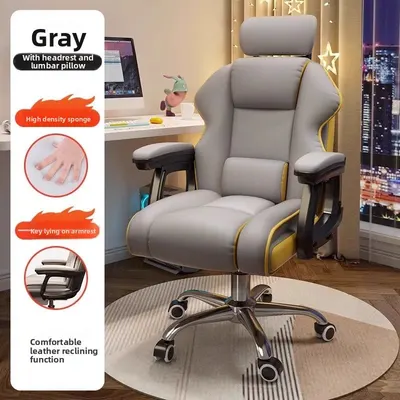 Gaming Chair for Living Room - Ergonomic Office Chair with Footrest, High Back Metal Armchair for Adults