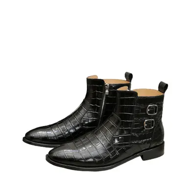Formal high-top leather boots for men