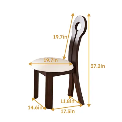 Leather and solid wood dining chairs