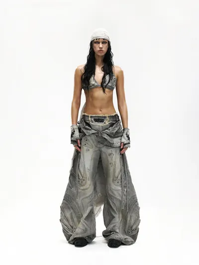 Flared patchwork jeans