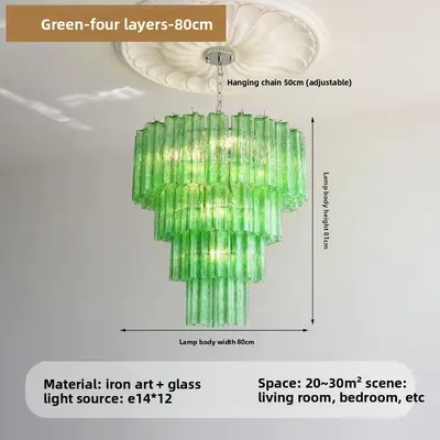 French Style Pink Glass Chandelier with Multi Layer Design