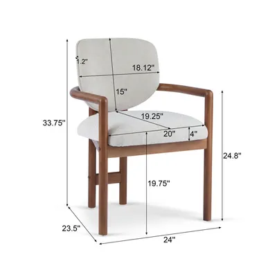 Dining Chairs Set of 2 Upholstered Arm Chairs