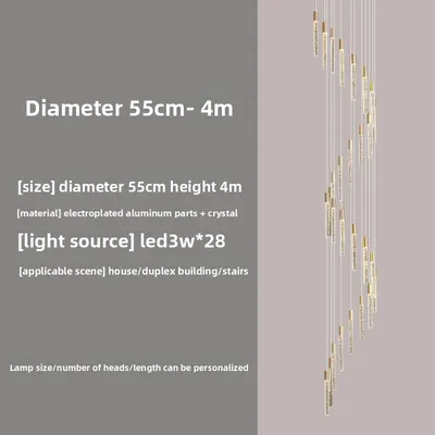 Rotating Crystal Staircase Chandelier LED Lighting