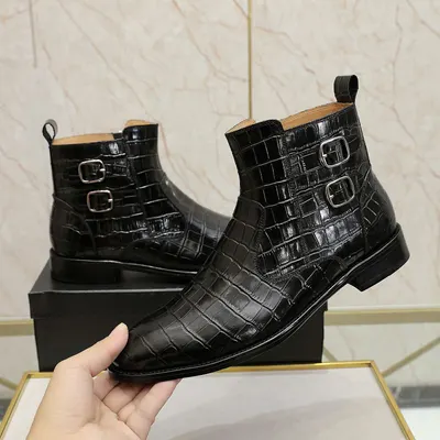 Formal high-top leather boots for men