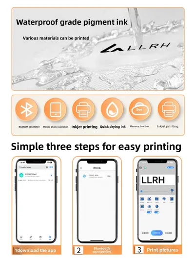 Portable Handheld Inkjet Printer with Bluetooth Control
