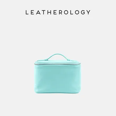 Genuine Leather Cosmetic Bag with Handheld Handle