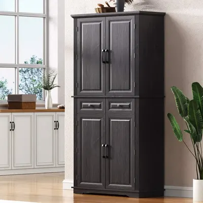 Farmhouse-style embossed textured storage cabinet