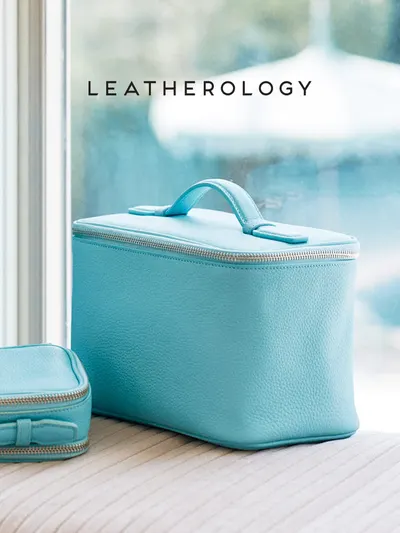 Genuine Leather Cosmetic Bag with Handheld Handle