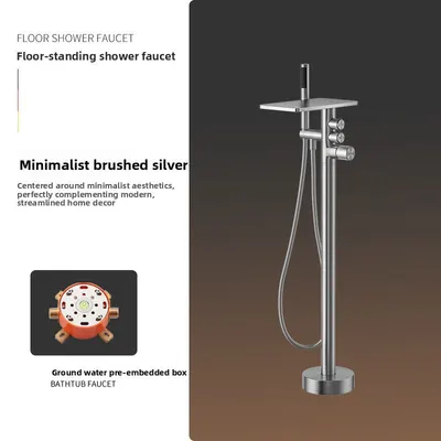Wall-Mounted Bathtub Faucet with Hot and Cold Shower Head, Minimalist Design for Hotels, Homes, and Guesthouses