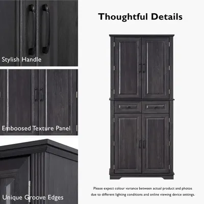 Farmhouse-style embossed textured storage cabinet