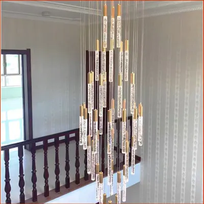 Rotating Crystal Staircase Chandelier LED Lighting