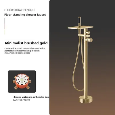 Wall-Mounted Bathtub Faucet with Hot and Cold Shower Head, Minimalist Design for Hotels, Homes, and Guesthouses