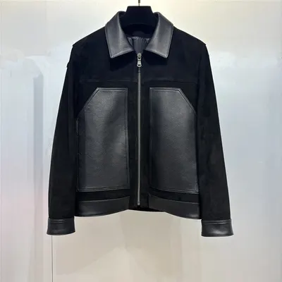 French-style minimalist leather jacket coat