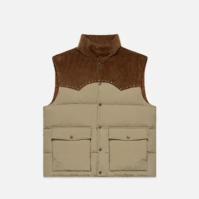 Studded Corduroy Down Gilet Vest