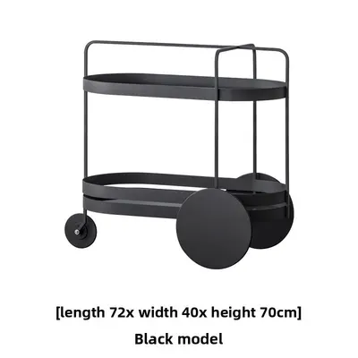 Mobile Bar Cart with Glass Shelves and Wheels