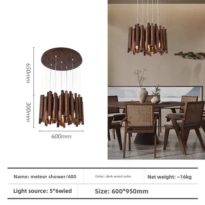 Designer Wood LED Chandelier for Living Room Dining Area