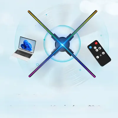 Naked-Eye 3D Holographic Fan Projector with Smart Control