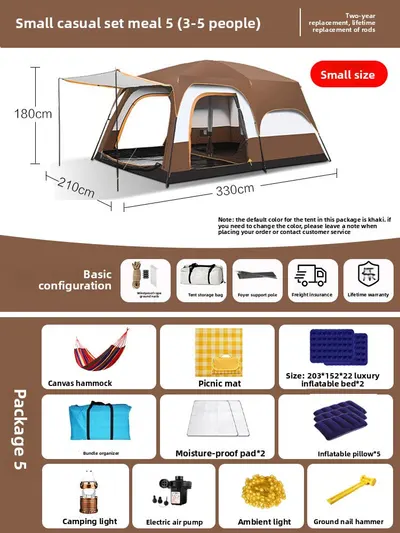 Foldable Waterproof Camping Tent with Two Bedrooms