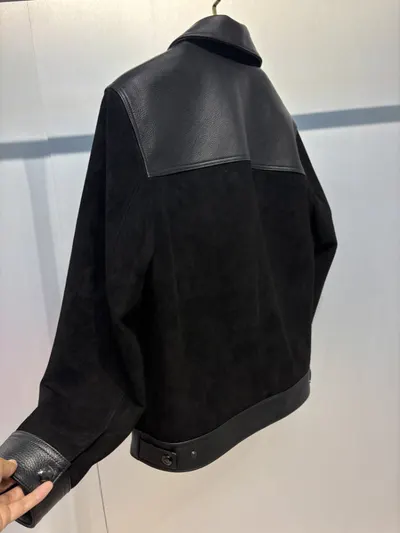 French-style minimalist leather jacket coat