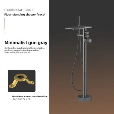 Wall-Mounted Bathtub Faucet with Hot and Cold Shower Head, Minimalist Design for Hotels, Homes, and Guesthouses