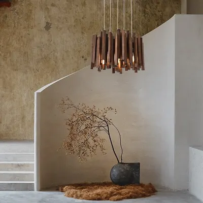 Designer Wood LED Chandelier for Living Room Dining Area