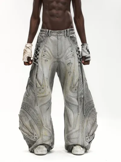 Flared patchwork jeans