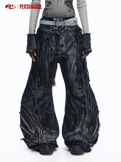Flared patchwork jeans