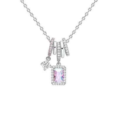 Aurora Ice Crystal Silver Clavicle Necklace