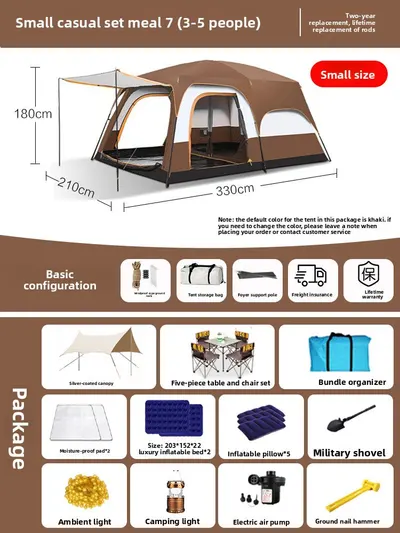Foldable Waterproof Camping Tent with Two Bedrooms